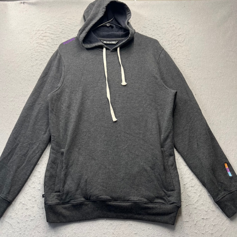 TravisMathew Mens M Gray Paytient Logo Modal Blend Fleece Pullover Hoodie 1968